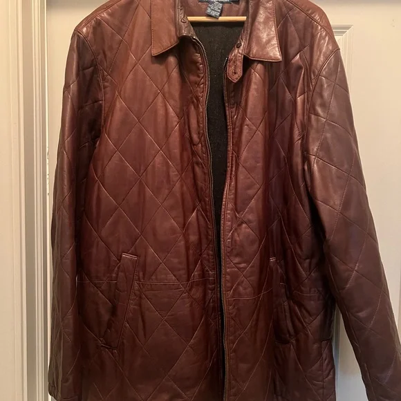 Mens Polo by Ralph Lauren brown quilted leather driving coat with a wool lining. - Picture 5 of 5
